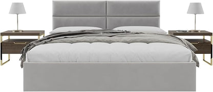 Vänt Upholstered Wall Panels - King/Cal King Size Wall Mounted Velvet Headboards - Velvet Platinum Grey - Twin/King - Set of 4 Panels (Each Individual Panel 39"x11.5")