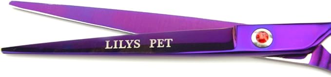 LILYS PET Professional PET Grooming Scissors Kit,Coated Titanium,Sharp and Strong Stainless Steel Blade for Dogs Cats Hair Cutting,3 Pieces of Scissors with a Comb and a Case (8.0 inches, Purple)-Mewly Pet
