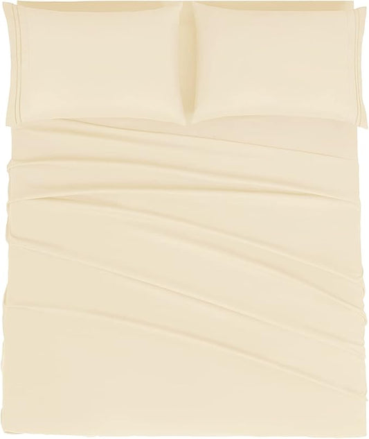 Mejoroom California King Size Sheet Set - Soft Microfiber Bed Sheets,Deep Pocket Fitted Sheet, Breathable, Wrinkle & Fade Resistant - 4 Piece (California King, Taupe)