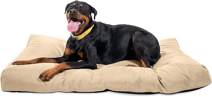 K9 Ballistics Tough Rectangle Pillow XL Dog Bed - Removable Cover, Washable, Durable & Water Resistant Dog Bed Made for X-Large Dogs 54"x38", Sandstone-Mewly Pet