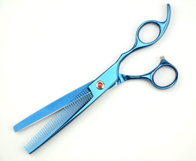 LILYS PET Professional PET Grooming Scissors Kit,Coated Titanium,Sharp and Strong Stainless Steel Blade for Dogs Cats Hair Cutting,3 Pieces of Scissors with a Comb and a Case (8.0 inches, Blue)-Mewly Pet