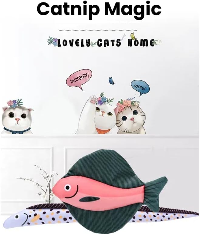 Catnip Toys 5 Pcs Set Crinkle Sound Catnip Fish, Soft and Durable, Stuffed with Natural Catnip Interactive Kitten Toy for Indoor Cat Exercise for Cats(Multi Colors)-Mewly Pet