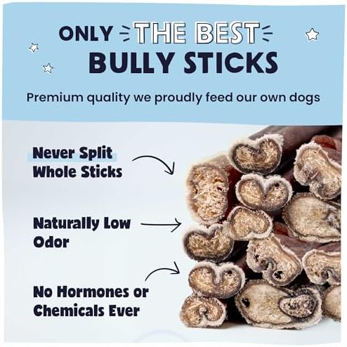 Pawstruck Premium 5-8" Bully Sticks for Dogs, 1 lb Bag - 100% Digestible, Natural Beef, Low Odor, Long-Lasting Chew for Medium & Large Dogs - Single Ingredient, Rawhide-Free Treat-Mewly Pet