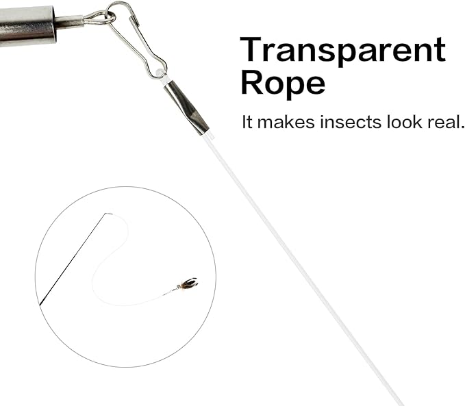 TTcat Cat Feather Wand Toys,Retractable Wand Toy with 3 Mini Insect Refills, Transparent Carbon Wire,Interactive Cat Toy Kitten Toy for Indoor Cats to Play Chase Exercis-Mewly Pet