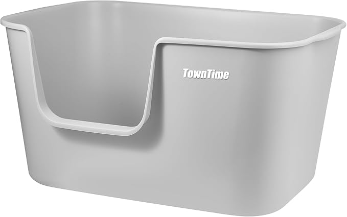 Extra Large Kitty Litter Box with High Sides, Anti-Splashing, Tool-Free Assembly, Multi Cat, Jumbo (Grey) 24.60" L x 16.92" W x 12.99" H-Mewly Pet