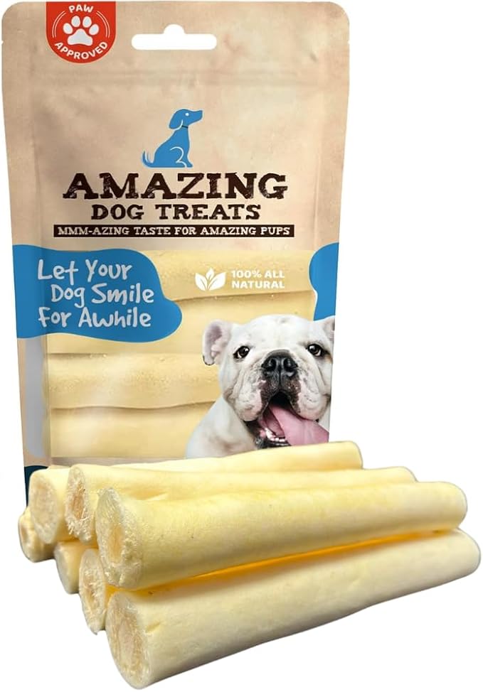Amazing Dog Treats - 6 Inch Cow Tail Dog Chew- Thick - (10 Pcs/Pack) - Premium Quality - Sourced from Grass Fed Cattle - Long Lasting Dog Chew- Rawhide Alternative-Mewly Pet