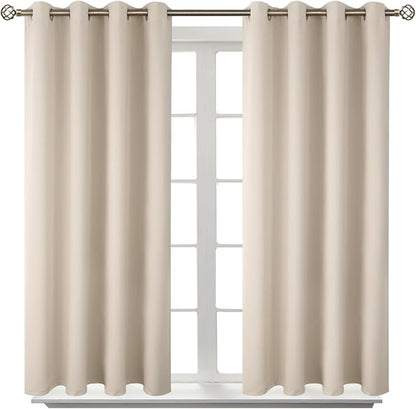 BGment Blackout Curtains - Grommet Thermal Insulated Room Darkening Bedroom and Living Room Curtains, Set of 2 Panels (52 x 54 Inch, Champagne)