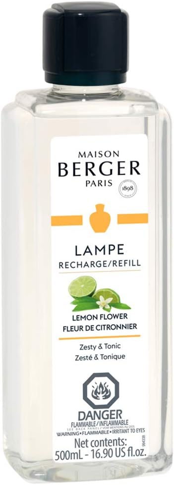 MAISON BERGER - Lemon Flower - Lampe Berger Fragrance Refill for Home Fragrance Oil Diffuser - 16.9 Fluid Ounces - 500 milliliters