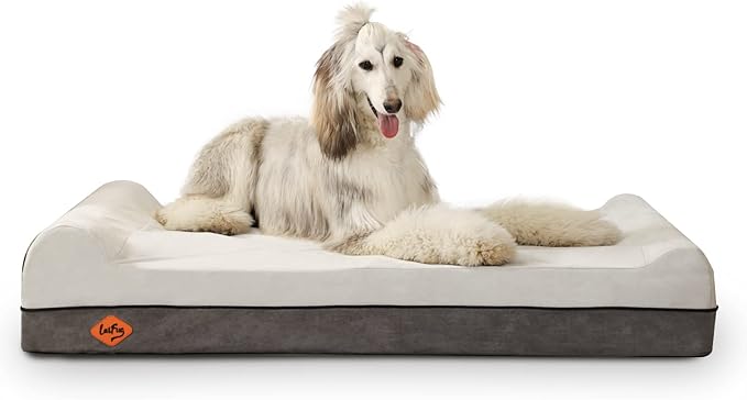 Laifug Orthopedic Memory Foam Dog Bed Extra Large Dog Bed with Pillow and Durable Water Proof Liner & Removable Washable Cover & Smart Design(Dark Grey)-Mewly Pet