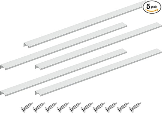 uxcell Cabinet Finger Edge Pull, 5pcs 600mm / 23.62" Aluminum Alloy Back Mount Hidden Cabinet Pulls Concealed Handle for Home Kitchen Drawer Cabinet, Silver
