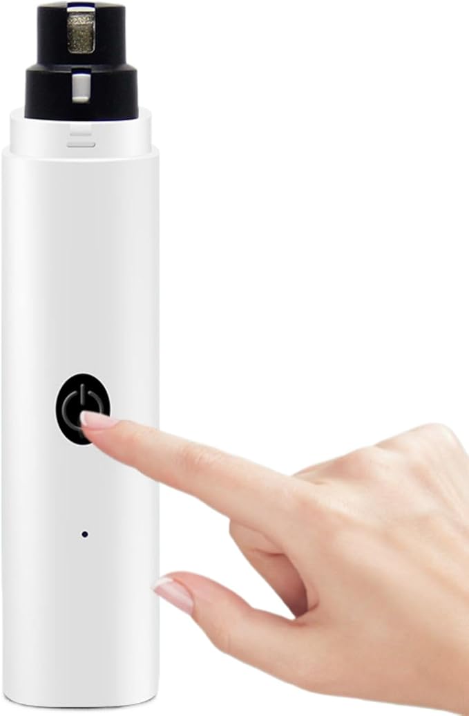 Quiet Rechargeable Pet Nail Grinder - Dog Nail Clippers and Grinder - with LED Lights and Quick Sensor, Diamond-Tip Dust Collector, Suitable for Large Dogs, Small Cats, and Rabbits (White)-Mewly Pet