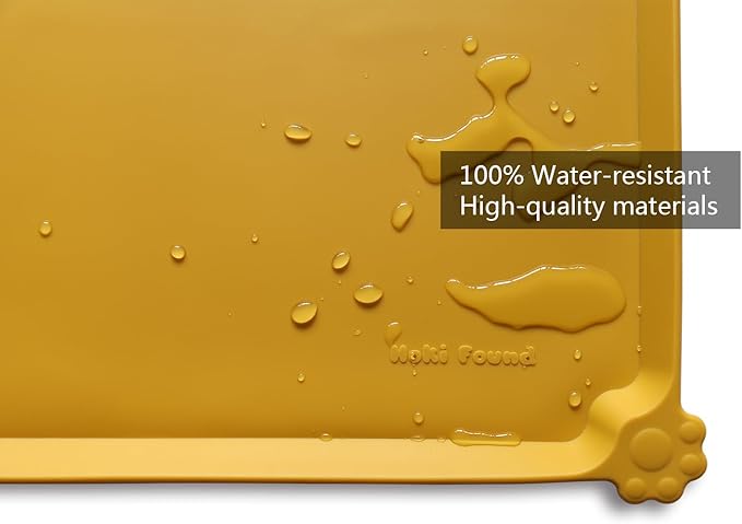 Hoki Found L Silicone Non Slip Pet Feeding Mats - Waterproof Dog Cat Food and Water Mats for Carpet - Honey-Mewly Pet