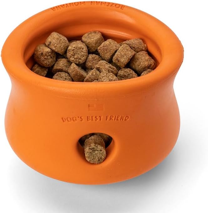 WEST PAW Zogoflex Toppl Treat Dispensing Dog Toy Puzzle – Interactive Chew Toys for Dogs – Dog Toy for Moderate Chewers, Fetch, Catch – Holds Kibble, Treats, X-Large, Tangerine-Mewly Pet