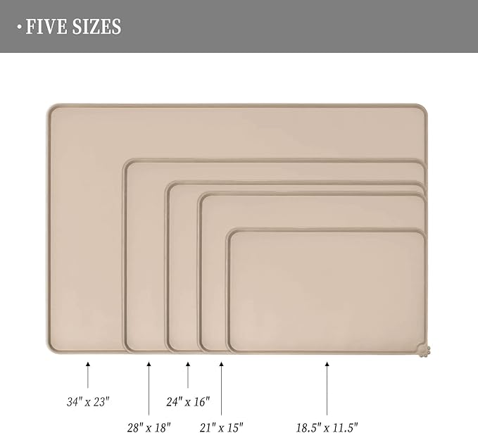 Waterproof Pet Feeding Mat with High Raised Edges, Heavier and Thicker Placemats for Cat Dog Water Bowl with BPA Free, Dogs Cats Food Mats for Messy Drinkers to Prevent Spill and Protect Floors-Mewly Pet