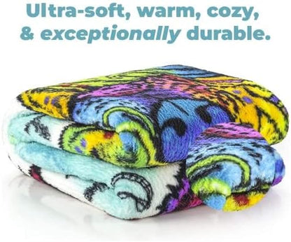 Dawhud Direct Colorful German Shepherd Fleece Blanket for Bed, 50 x 60 Dean Russo German Shepherd Fleece Throw Blanket for Women, Men and Kids - Super Soft Plush Dog Blanket Throw Plush