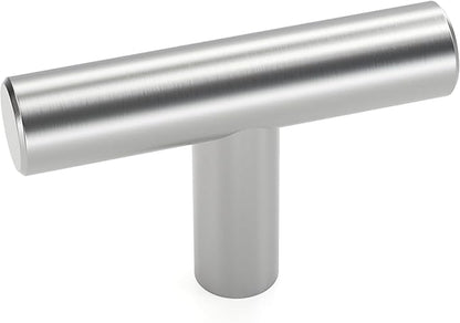 LONTAN 50 Pack Kitchen Cabinet Knobs Brushed Nickel Drawer Knobs LS201BSS Cupboard Knobs Single Hole T Bar Knobs Cabinet Hardware 2in Overall Length