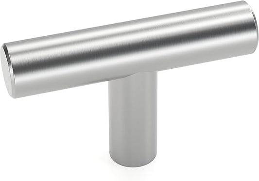 LONTAN 50 Pack Kitchen Cabinet Knobs Brushed Nickel Drawer Knobs LS201BSS Cupboard Knobs Single Hole T Bar Knobs Cabinet Hardware 2in Overall Length
