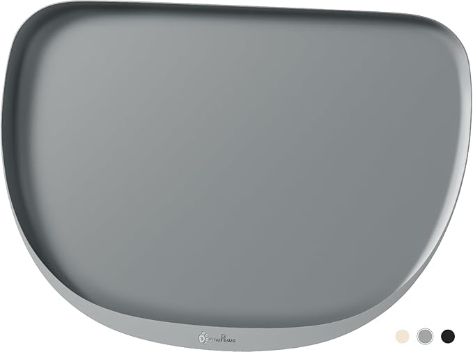 DownyPaws Dog Food Mats for Floors Waterproof, BPA Free Silcone Dog Bowl Mat, Non-Slip Pet Feeding Mat with High Raised Edge, Cat Placemat for Messy Drinkers, 24"×17", Light Gray-Mewly Pet