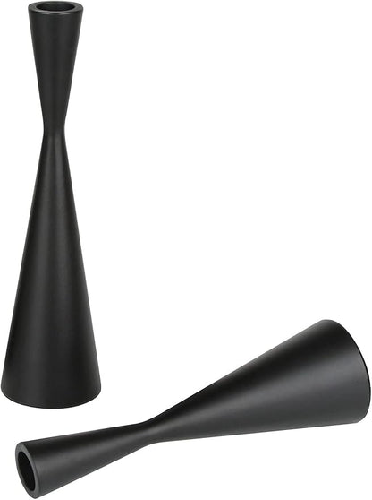 Vixdonos Metal Candle Holders Taper Candlestick Holders Set of 2 Table Decorative Candle Stand for Wedding, Dinning, Party,Home Decor (Matte Black)