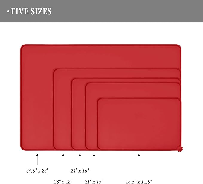 Waterproof Pet Feeding Mat with High Raised Edges, Heavier and Thicker Placemats for Cat Dog Water Bowl with BPA Free, Dogs Cats Food Mats for Messy Drinkers to Prevent Spill and Protect Floors-Mewly Pet