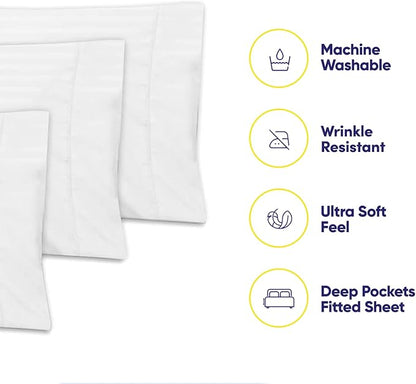 Cal King Size Bed Sheets - 6 Piece 1500 Supreme Collection Fine Brushed Microfiber Deep Pocket California King Sheet Set Bedding - 2 Extra Pillow Cases, Great Value, California King, Dobby White