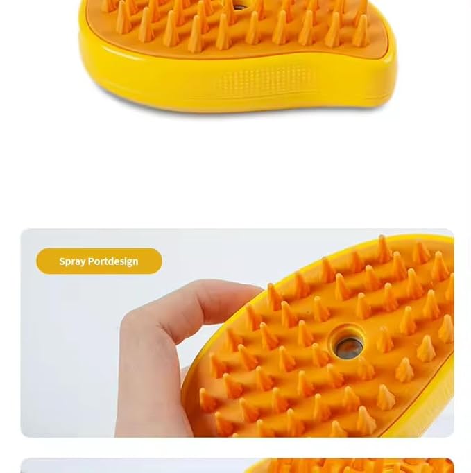 3-in-1 Rechargeable Pet Hair Brush: Massager, Steamy Comb & Self-Cleaning Mist Spray for Cats & Dogs-Mewly Pet