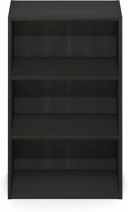 Furinno Basic Book Shelf, 3-Tier Bookshelf, Cube Storage Organizer Bookcase with Open Shelf, 11 x 17 x 26, for Living Room, Bedroom, Home Office, Espresso