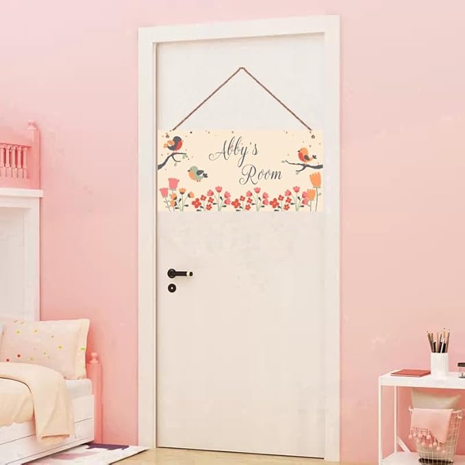 Personalized Name Sign Birds and Tree Decor For Girls Bedroom Baby Nursery Room Door Wood Plaque Hanging Wall Art Decor For Boys Room