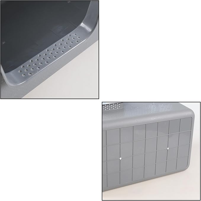 4 Packs Large Cat Litter Box with High Sides, Grey Open Top Cat Litter Basin-Mewly Pet
