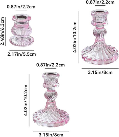 Glass Candlestick Holders Set of 6, Taper Candle Holder for Wedding Festival Christmas Party Valentine's Decor, Table Centerpieces (Amber)