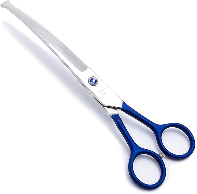 LovinPet Pet Grooming Scissors Curved Right/Left-Handed Pet Round-Tip Grooming 6CR Stainless Steel Safety trimming shears for Dogs and Cats (Easy use Curved Scissor)-Mewly Pet