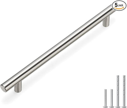 homdiy 5 Pack Brushed Nickel Cabinet Hardware Cabinet Pulls - HD201SN Cupboard Handles Modern Cabinet Door Handles 7-1/2inch Hole Center Modern T-Bar Pulls