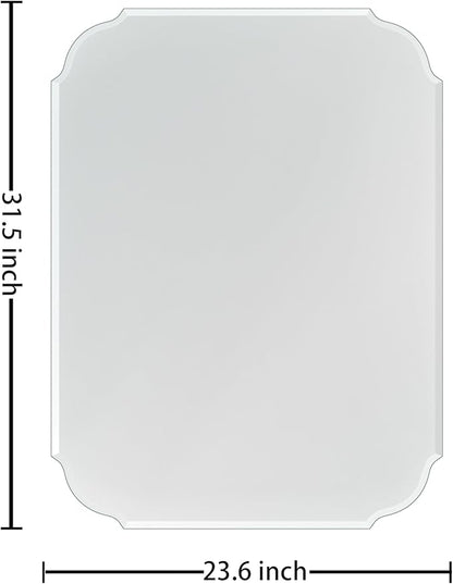 Silver Wall Mirror-Beveled Edge Frameless Mirror for Bathroom, Vanity, Bedroom, Rectangle Mirrors （32X24inch）