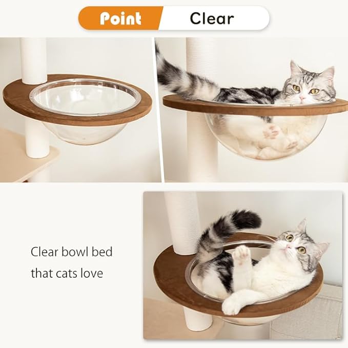 48'' Cat Tree for Large Cats, Modern Cat Tree Multi-Level Condo with Natural Wood, Cat Activity Centre for Medium and Big Pets-Mewly Pet