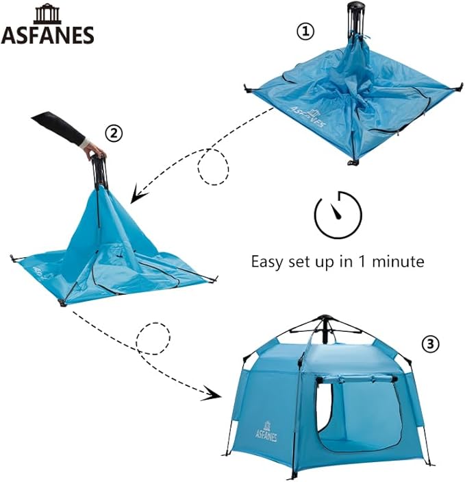 Outdoor Waterproof Pet Automatic Camping Tent, Pop up Cave Bed for Indoor Cats and Small Dogs, Portable Cat House Dog House, Sky Blue.-Mewly Pet