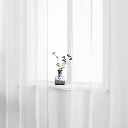 DUALIFE White Sheer Curtains 54 Inch Length with Grommet,Look Semi Sheer Windows Panels,Elegant Solid Color Touch Soft Drapes, 52X54 Inch for Living Room Bedroom,Set of 2 Panels