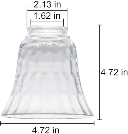 Ceiling Fan Light Covers, Clear Hammered Style Bell Glass Shade, Lighting Replacement Glass Shade Standard 2-1/8" Fitter Size, Perfect Ceiling Fan Globes Replacement Glass Accessories, Pack of 4