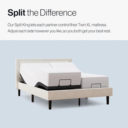 Upholstered Adjustable Bed Base 2.0 with Upgraded Motors, Massage, Wireless Remote, USB Port-Ergonomic Head and Foot Inclines, Twin XL