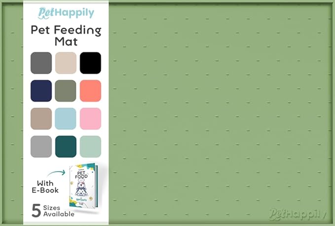 Dog Food Mat - 28x18 Raised Edges Dogs Mat for Food and Water Prevent Spill, Waterproof Cat Food Mats Protect Floors, Easy Clean Dog Bowl Mats for Food and Water, Silicone Pet Feeding Placemats Green-Mewly Pet