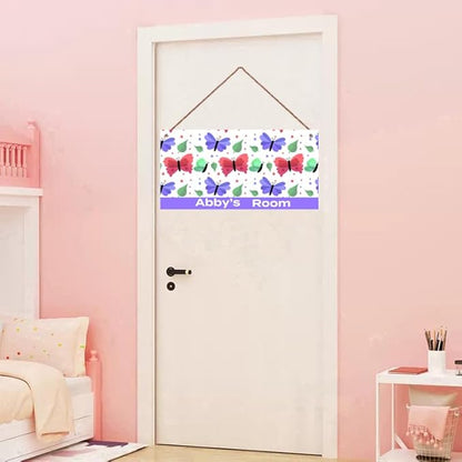 Personalized Sign Cute Butterfly Sign For Kids Room Nursery Door Decor For Girls Room,Custom Name Wall Art Decor Decorative Plate for Boys Bedroom Little Man Cave