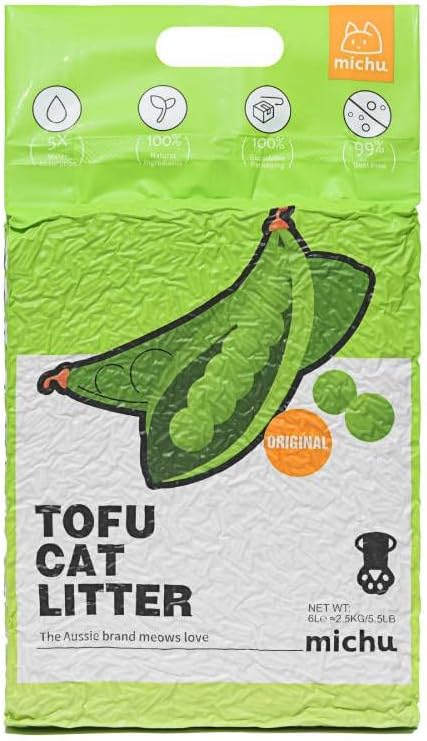 Tofu Cat Litter Natural Clumping Tofu Cat Litter, Fast Clumping and Easily Scoop-able 5.5lb/88oz 5 Scents - Original, 3 Pack-Mewly Pet