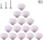 HUAMULAN 15PCS Glossy Ceramic Knobs Button Round Mushroom Cabinet Dresser Vintage Pulls Door Handles Cupboard Wardrobe Drawer, Dia. 1.5 inch 38mm, Light Purple