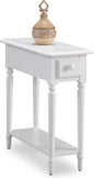 Leick Home Coastal End Table, Solid Wood, 1 Drawer, Bottom Display Shelf, Easy-Assembly, For Living Room/Bedroom, White, 23.5 in. L x 10.0 in. W x 24.0 in. H, 20017-WT