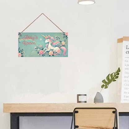 Personalized Signs Magic Rainbow Unicorn Sign Vintage Retro Wall Art Decoration Exquisite Decorative Signs Custom Name for Kids Room Wall Art Decor Nursery Decor For Kids Bedroom