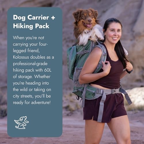 K9 Sport Sack Kolossus - XXL, Myrtle Green - The Big Dog Backpack - Ideal for Dogs 26-29” Long - Fully Adjustable Pet Carrier - Doubles as a Professional-Grade 60L Hiking Pack-Mewly Pet