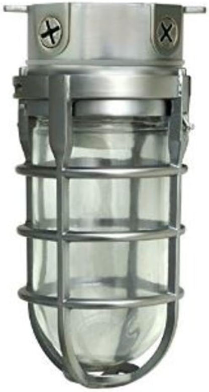 Woods L1706BS Vandal Resistant 150W Incandescent Security Light; Ceiling Mount; Compatible With Up To 50 Watt Standard Base Bulbs; Brushed Steel