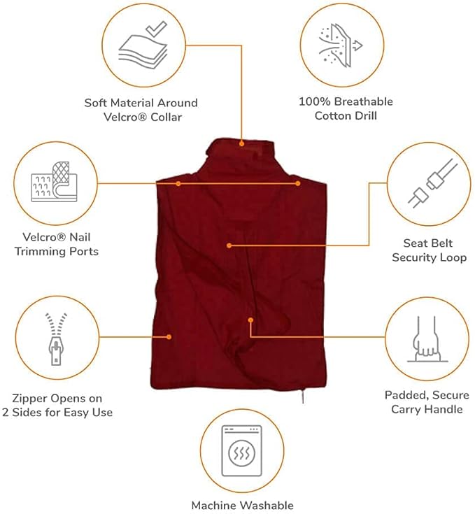 Cozy Comfort Carrier - X-Small Soft Red Cat Carrier and Cat Restraint Bag for Nail Trimming, Vet Visits, Medication Administration, Dental Care, and Travel-Mewly Pet