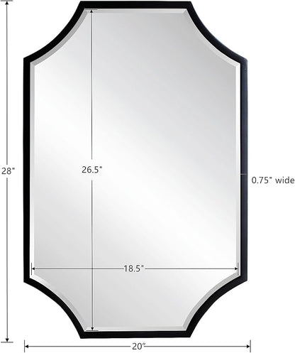 Kelly Miller 20"x28" Scalloped Black Bathroom Mirror for Wall Mount, Home Mirror