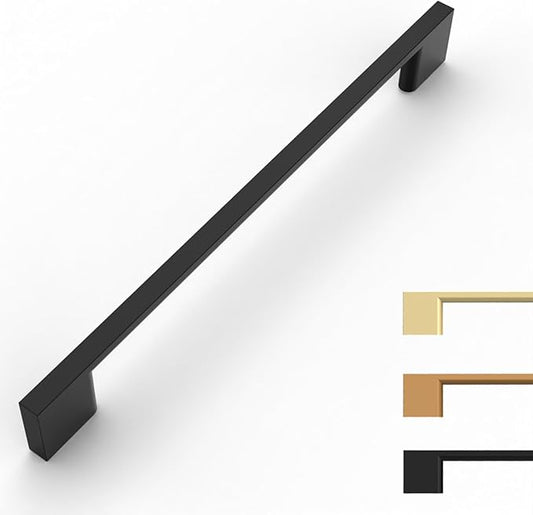 10 Pack Matte Black Cabinet Pulls - 8.8 Inch Cabinet Handles - Black Kitchen & Dresser Pulls