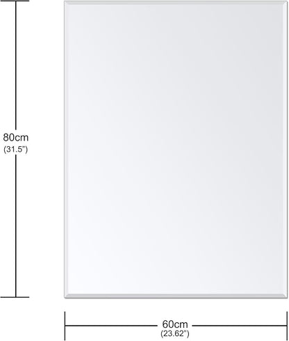 Ruomeng Wall Mirror Beveled Edge Frameless Mirror 24” x 32" Wall Mounted Mirror for Bathroom Vanity and Entryway